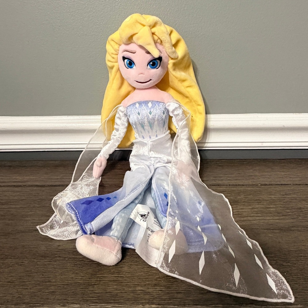Disney Parks Frozen 2 Elsa Plush Doll  Snow Queen Stuffed Animal Toy Blue Dress